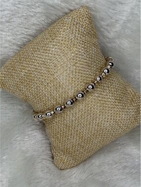 Rare Silpada Sterling Silver and Gold Plated Bead Stretch Bracelet B0778